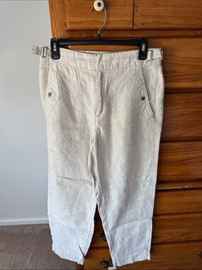 Athleta Light Beige Linen-Blend Cropped Chinos